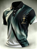 Men's Faith Cross-Print Short-Sleeve Polo Shirt