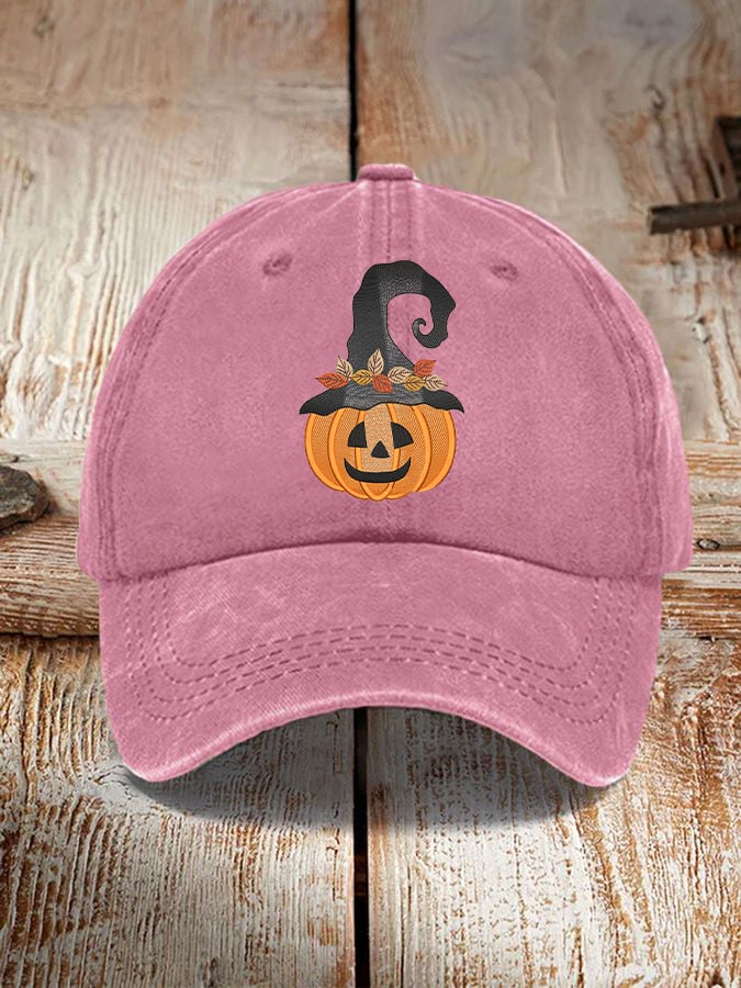 Unisex Halloween Pumpkin Witch Print Hat