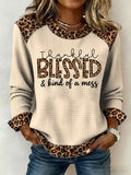 Women's Casual Thanksgiving Thankful, Blessed & kind of a mess Shirt