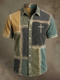 Men's Vintage Faith Faux-Linen Short-Sleeve Shirt