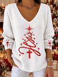 "Jesus " - Christmas Comfortable V-Neck Sweatshirt