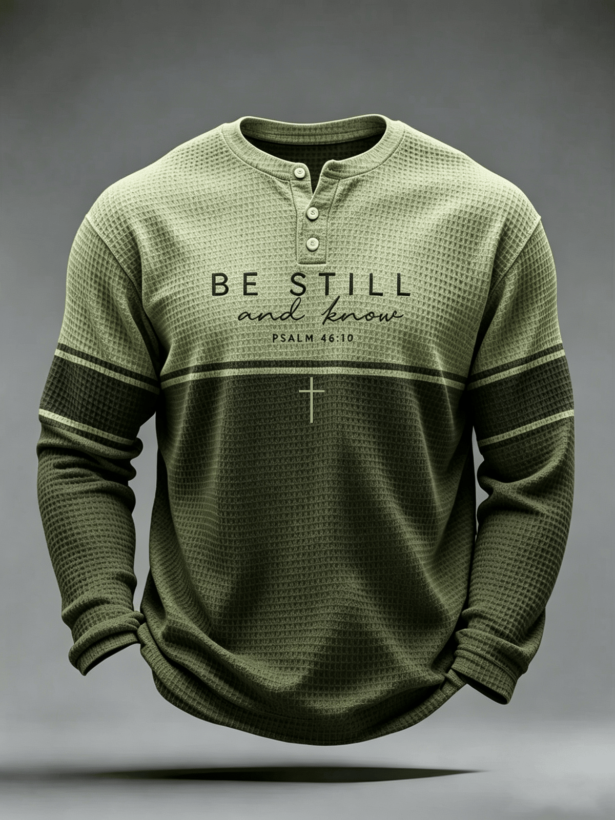 Men's Be Still And Know Psalm 46:10 Printed Waffle-Knit Top