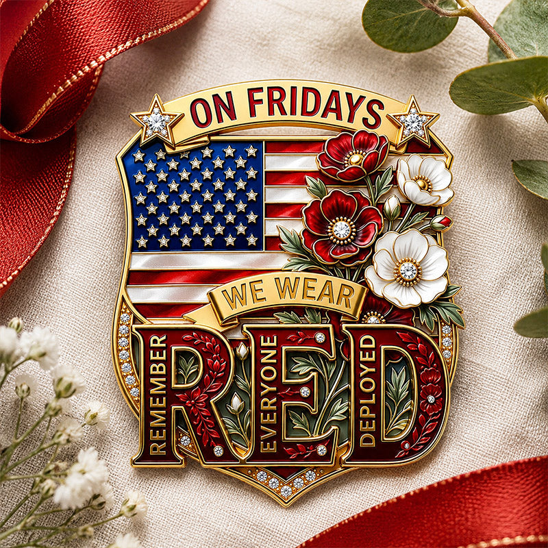 "R.E.D. Friday" Military Tribute Enamel and Diamond-Accented Brooch
