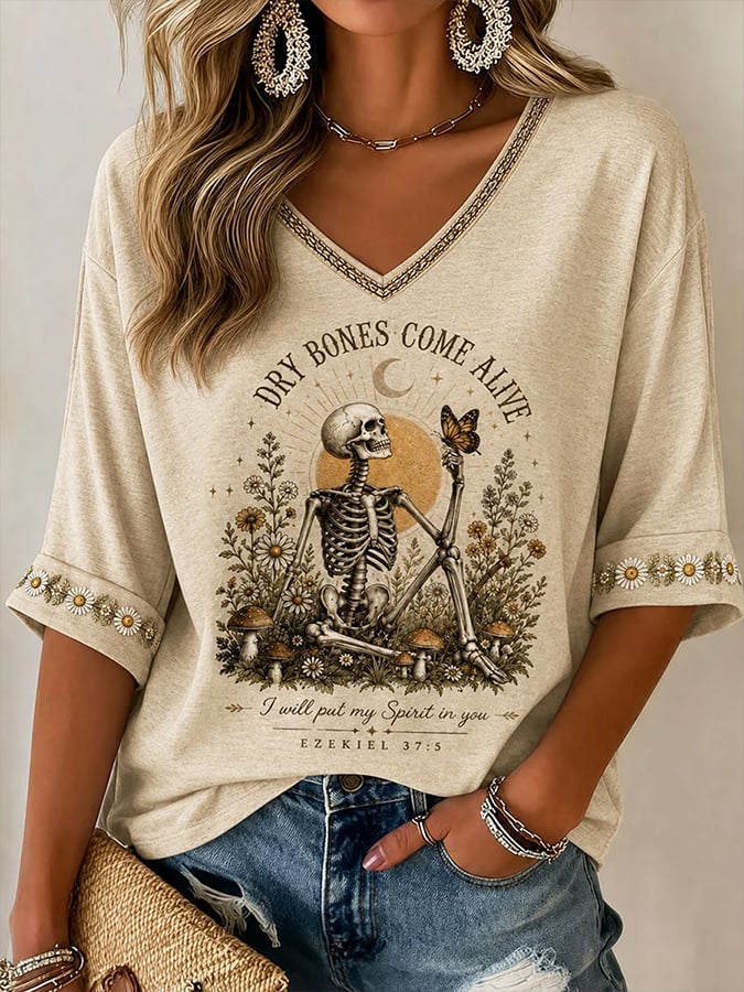 Resurrection Of Bones  Faith Print T-Shirt