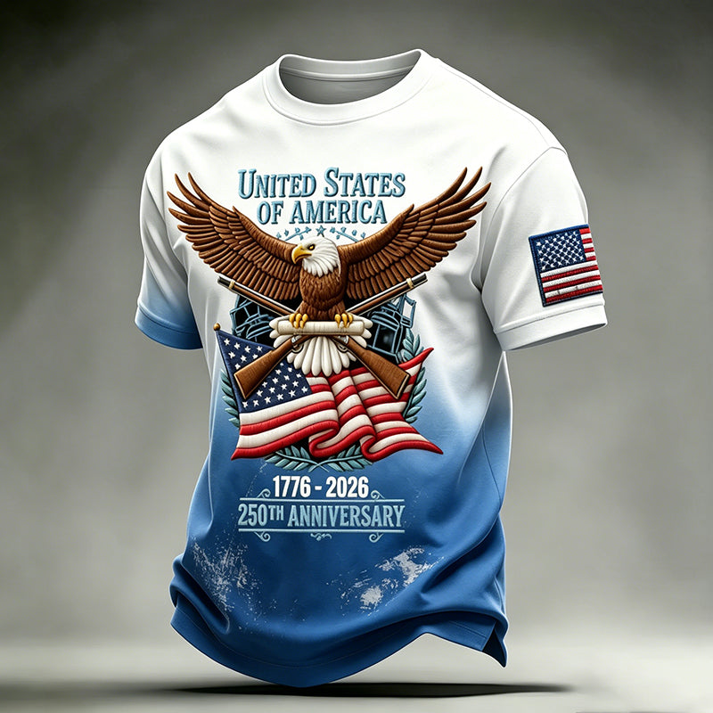 US 250th Anniversary Print Men's Casual T-Shirt