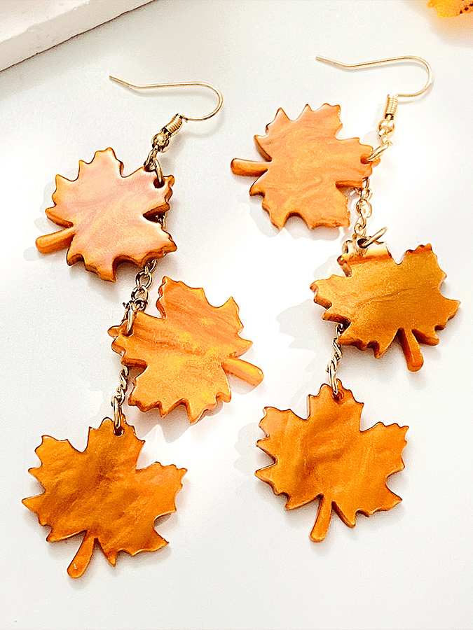Halloween Retro Maple Leaf Long Creative Earrings