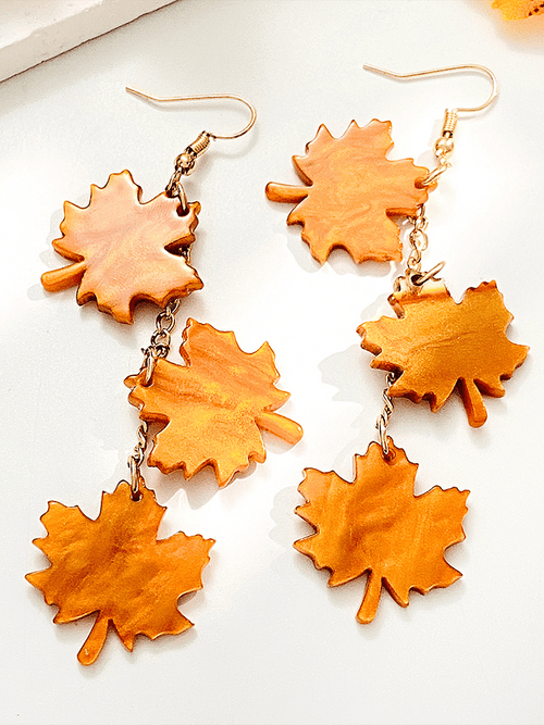 Halloween Retro Maple Leaf Long Creative Earrings