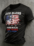 Men'S God Bless America Christian Cross Flag T-Shirt