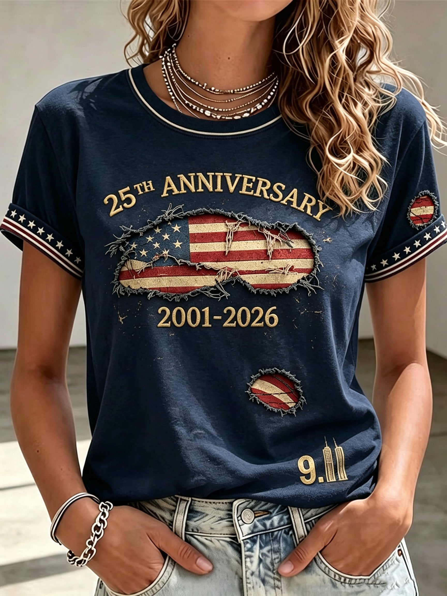 Women's Never Forget September 11 Print T-Shirt