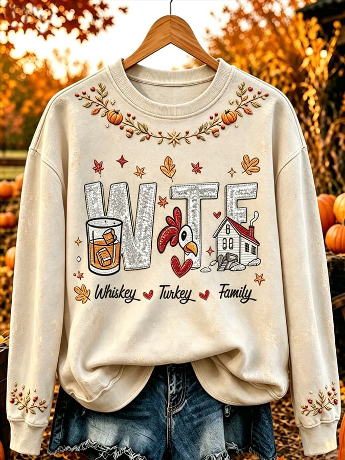 Women's Fun Thanksgiving Print Top