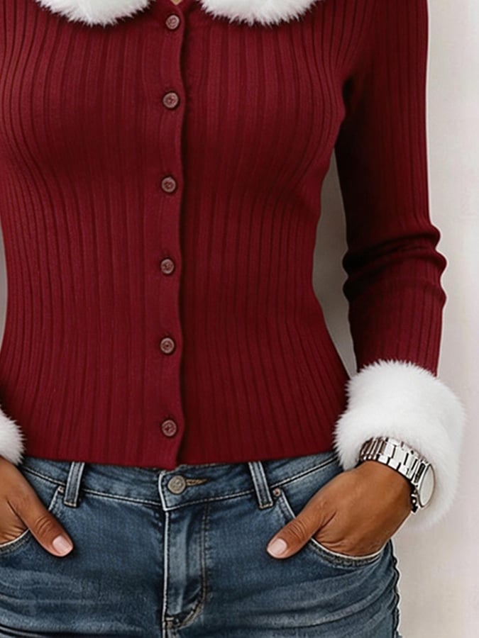 Women's Casual Ruffled Long-Sleeved Cardigan
