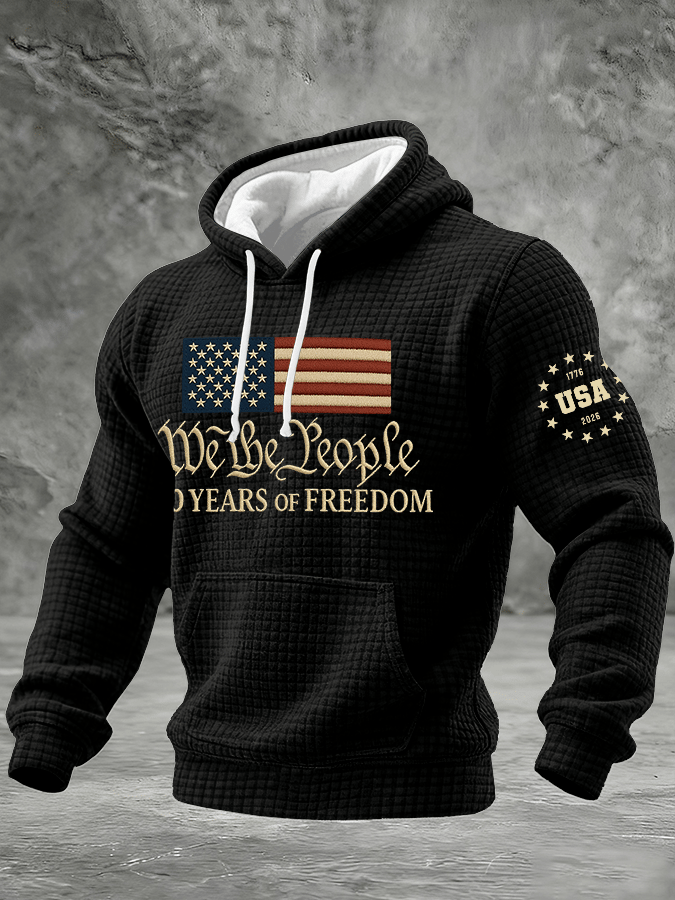 Men's Casual Printed Checkered Hooded Sweatshirt