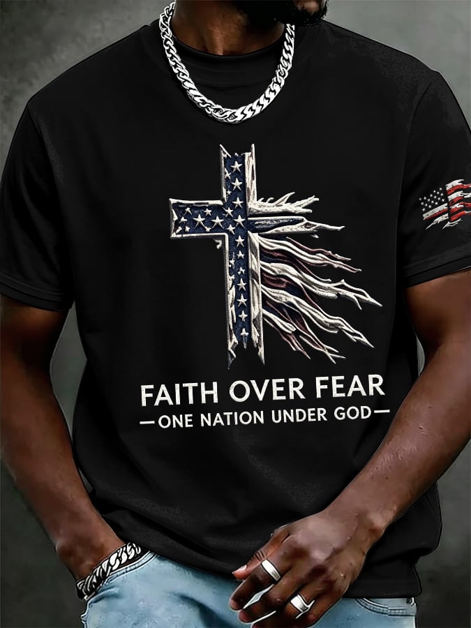 Men'S Casual Short-Sleeve T-Shirt With "Faith" Print