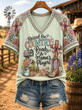 Women's Vintage Western Faith-Print T-Shirt