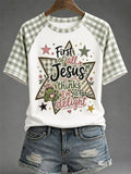 Women's Jesus Thinks I'm A Delight Print Round Neck T-shirt