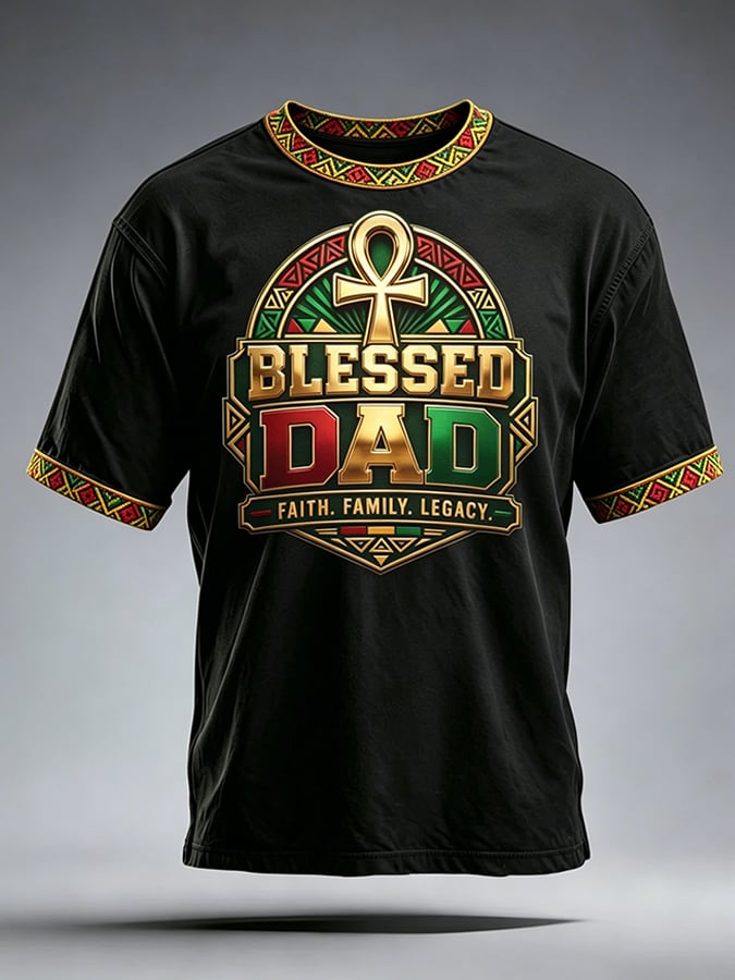 Men's Christian Blessed Dad Print T-Shirt