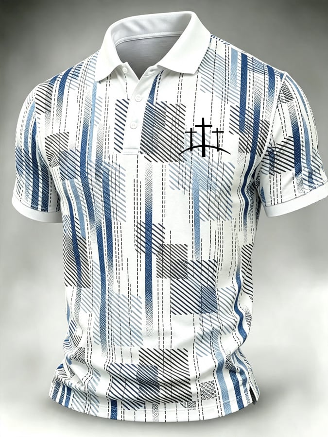 Men's Faith Cross-Print Short-Sleeve Polo Shirt