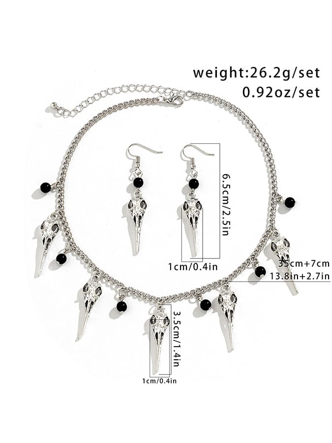 Halloween Punk Spooky Ghost Skull Necklace And Earrings