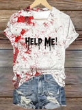 Women's bloodstained printed casual T-shirt