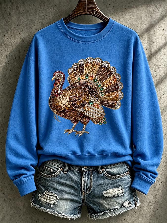 Women's Casual Printed Long-Sleeve Sweatshirt