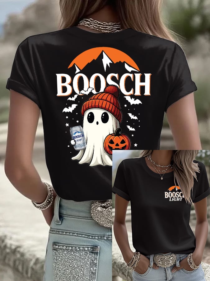 🔥Buy 2 Get 10% Off🔥Women's Retro Boosch Light Halloween Cute Ghost Pumpkin Print T-shirt