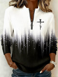 Women's Winter Vintage Faith Print Top
