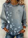 Women's Casual Faith Print Long-Sleeve Sweatshirt
