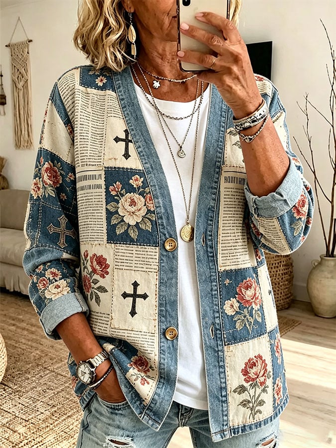 Women's Casual Printed Cardigan