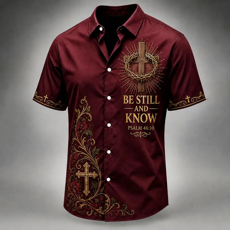 Men's Religious Faith Cross Printed Casual Shirt