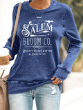 Women's Halloween Salem Broom Co Printed Sweatshirt