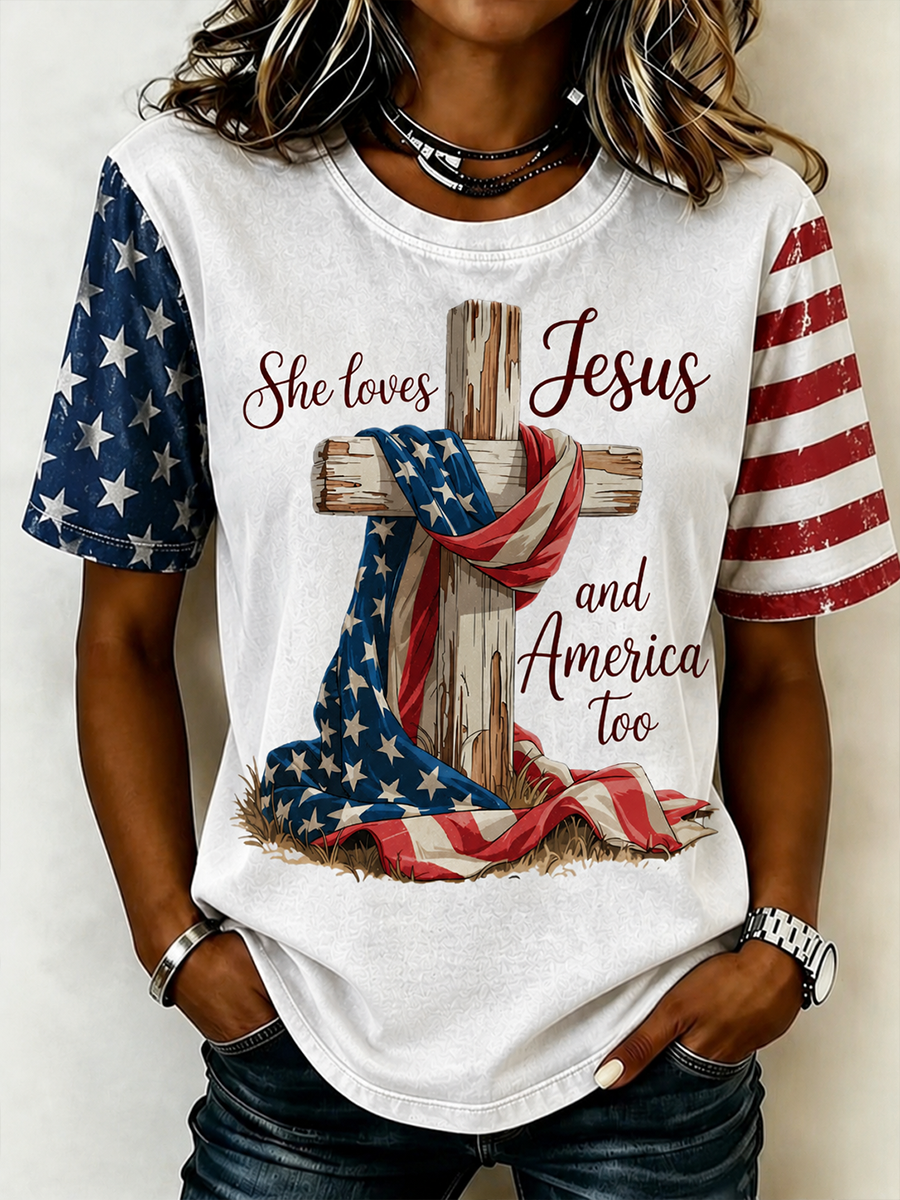 Women's  Faith And Freedom Independence Day T-Shirt