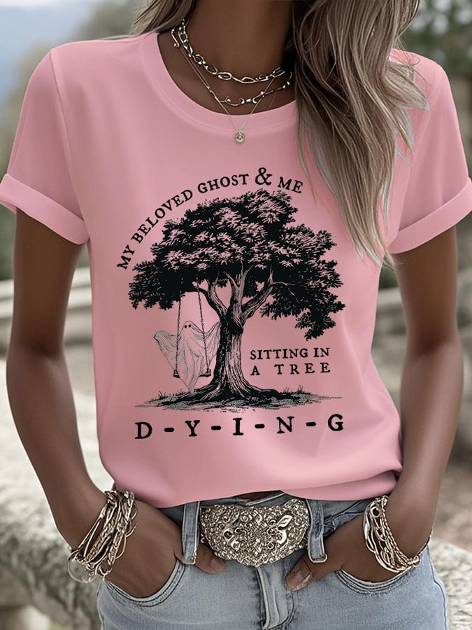 🔥Buy 2 Get 10% Off🔥Women's Retro My Beloved Ghost And Me Halloween Print T-shirt