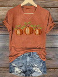 Women's Autumn Pumpkin Print T-Shirt