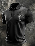 Men's Casual Faith Graphic Print Short Sleeve Polo Shirt