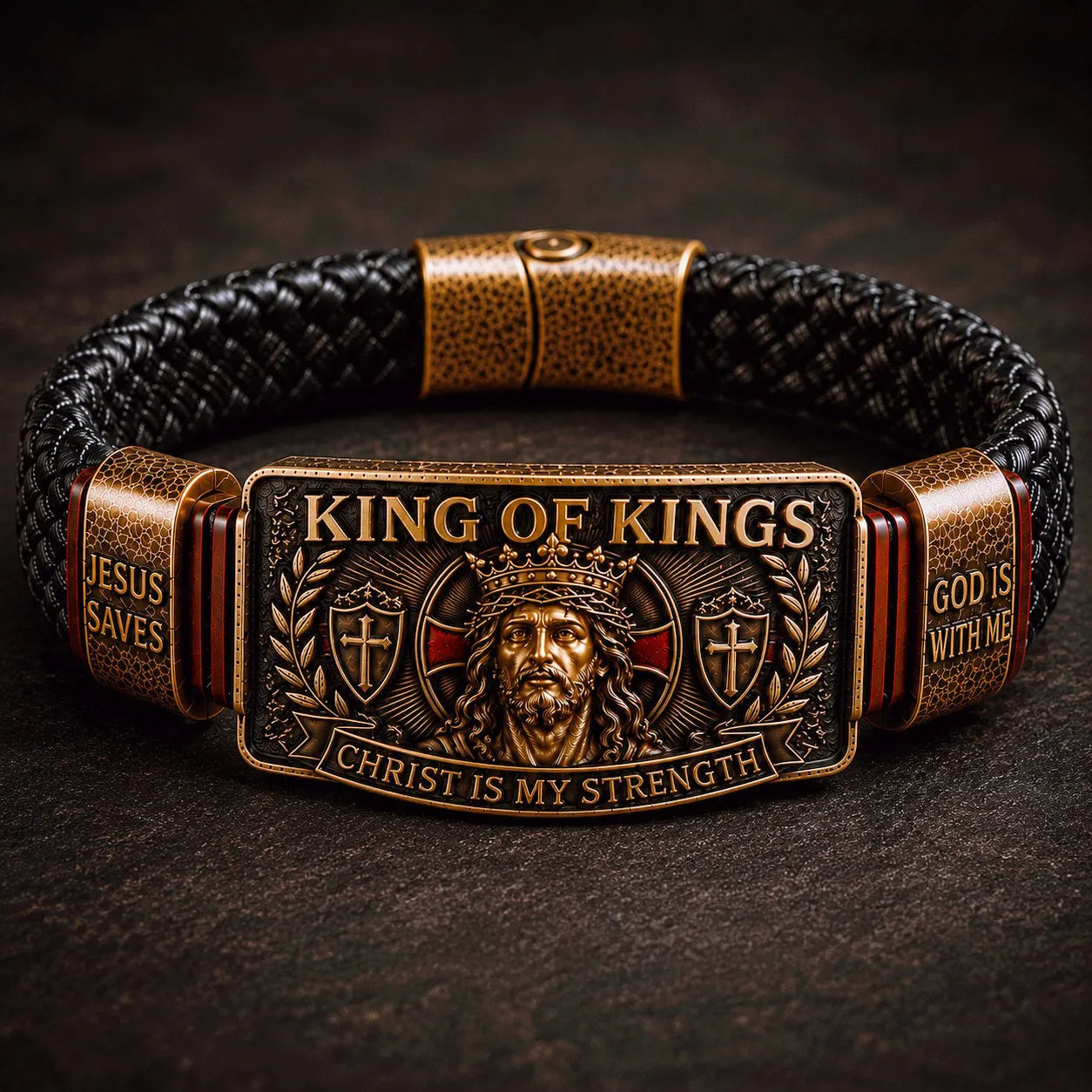 🔥LAST DAY 50% OFF -- ✝️CHRIST IS MY STRENGTH: The Daily Reminder Bracelet for Men of Faith