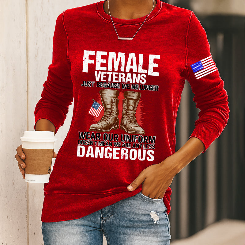 Women's Veteran Print Casual Sweatshirt