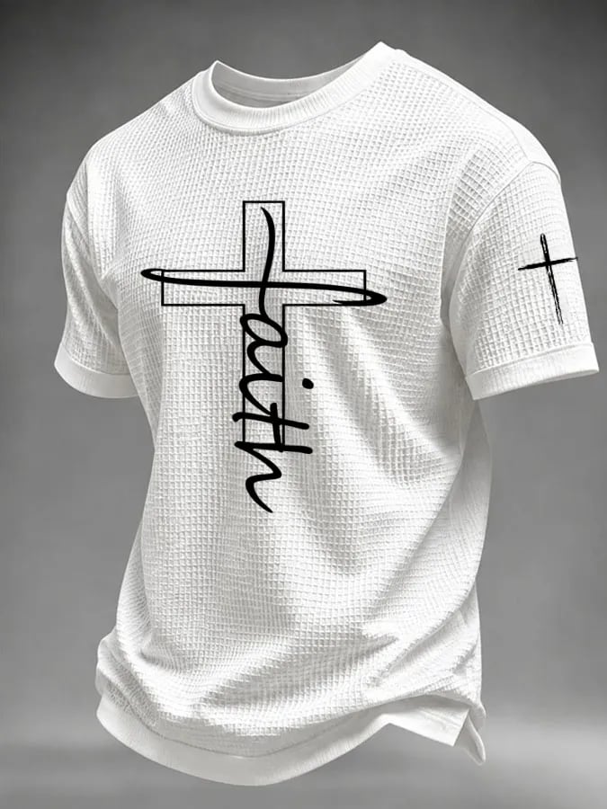 Men's Faith Cross Print Waffle T-shirt