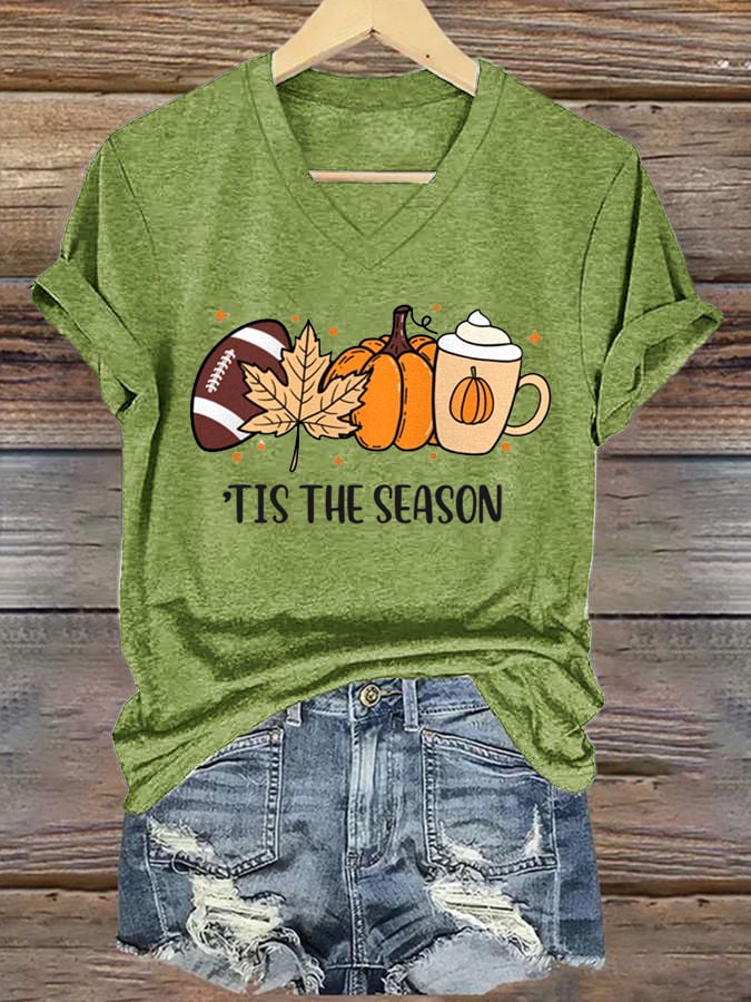 Women's Tis The Season  Print V-Neck T-Shirt