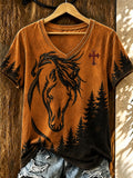 Women's Western Faith Print V-Neck Top
