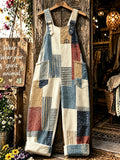 Women's Autumn Faith-Print Faux-Denim Jumpsuit