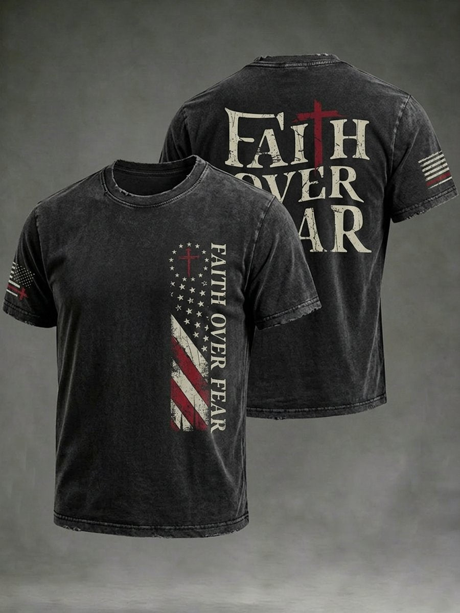 Men's Faith Over Fear Print Short-Sleeved T-Shirt
