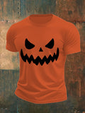 Men's Halloween Pumpkin Face Print T-Shirt