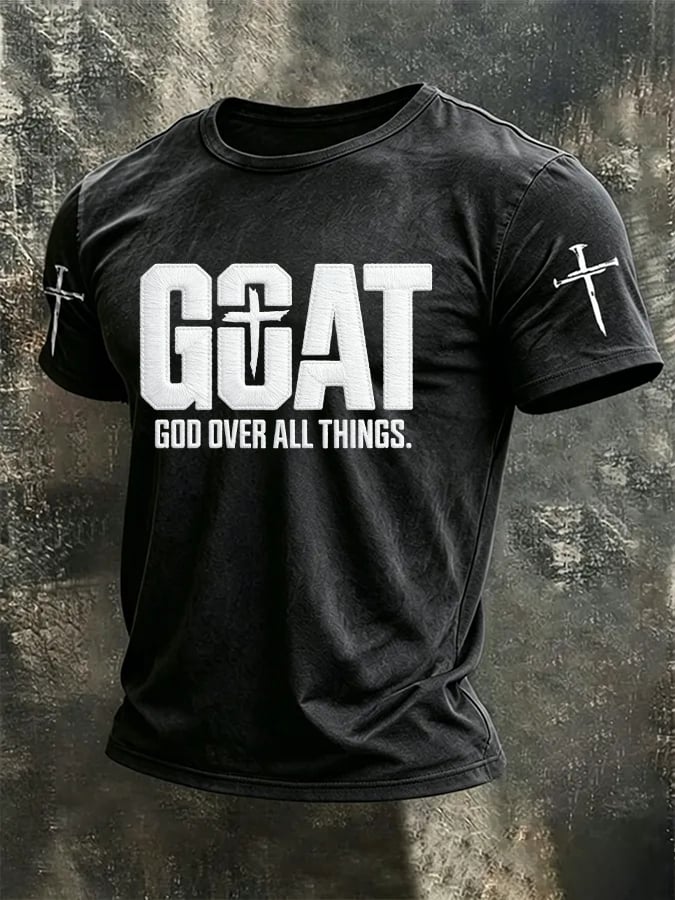 Men's God Over All Things Print Casual T-shirt