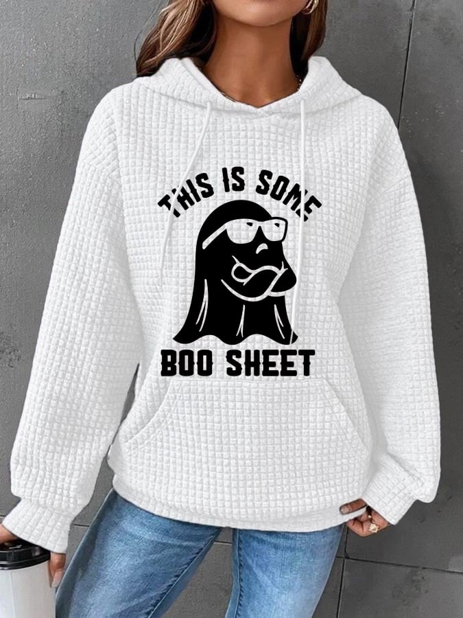 Women's Halloween This Is Some Boo Sheet Waffle Hoodie