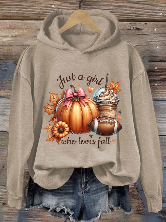 Women's Just A Girl Who Loves Fall Print Hoodie
