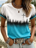 Women's Western Faith-Print Casual T-Shirt