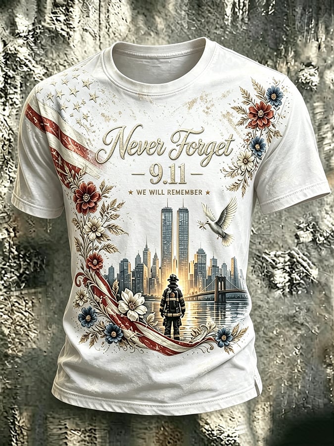 🕯️Men's 9.11 Never Forget Print Casual T-shirt
