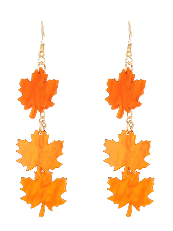 Halloween Retro Maple Leaf Long Creative Earrings