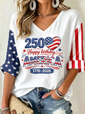 Women's casual 250th anniversary printed art T-shirt