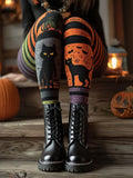 Women's Black Cat Print Pants